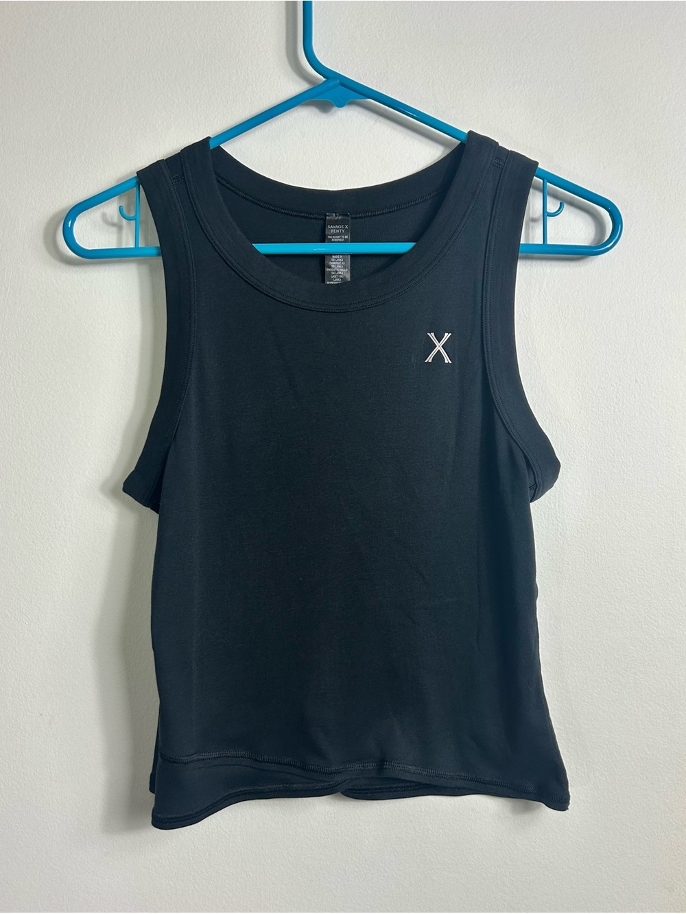 Savage X Fenty Black Muscle Tank Top, X Logo, Cross Over Front, Women’s Size XL